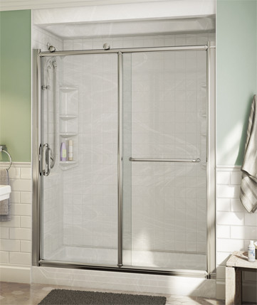 shower with  a glass door after renovation