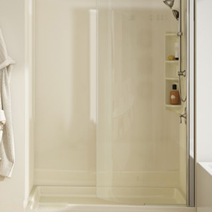curved glass shower door from Banyo