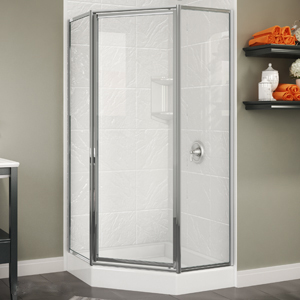 shower with glass enclosure